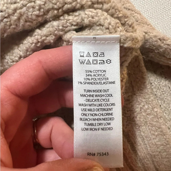 Cupcakes & Cashmere Cream Cableknit Cowl Neck Neutral Soft Sweater Size Small - Picture 7 of 7